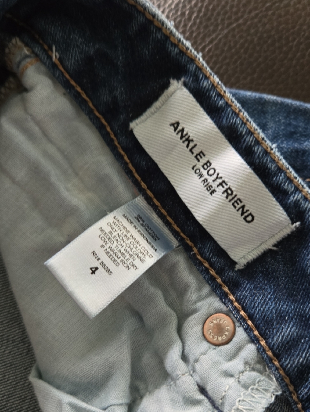 Express Ankle Boyfriend Low Rise Jeans - Dark Blue